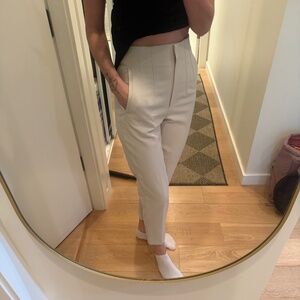 Cream high waist tailored pants